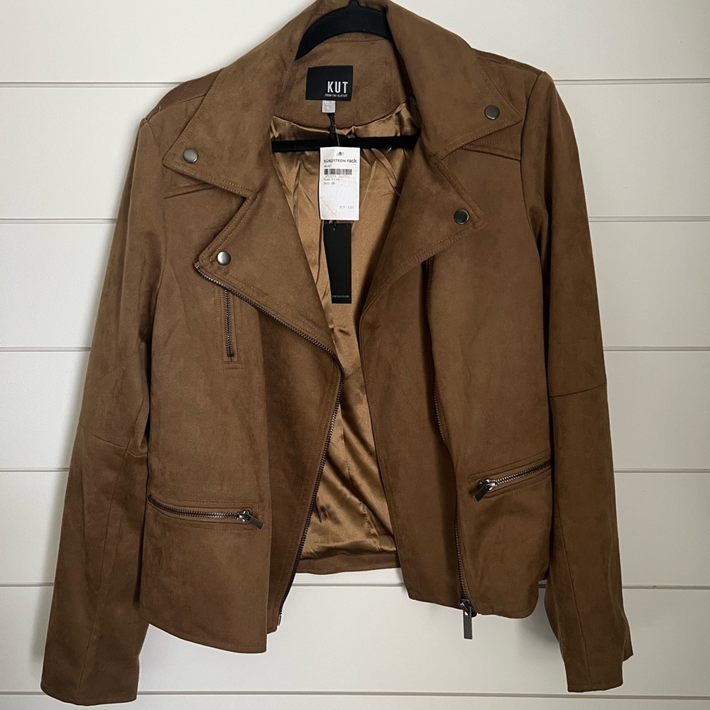 Kut from the Kloth Tan Leather Moto Jacket